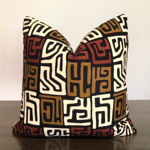 Ankara throw pillow, African print pillow cover, decorative cushion, geometric print, accent pillow, toss pillow, kuba print pillow, 20 x 20