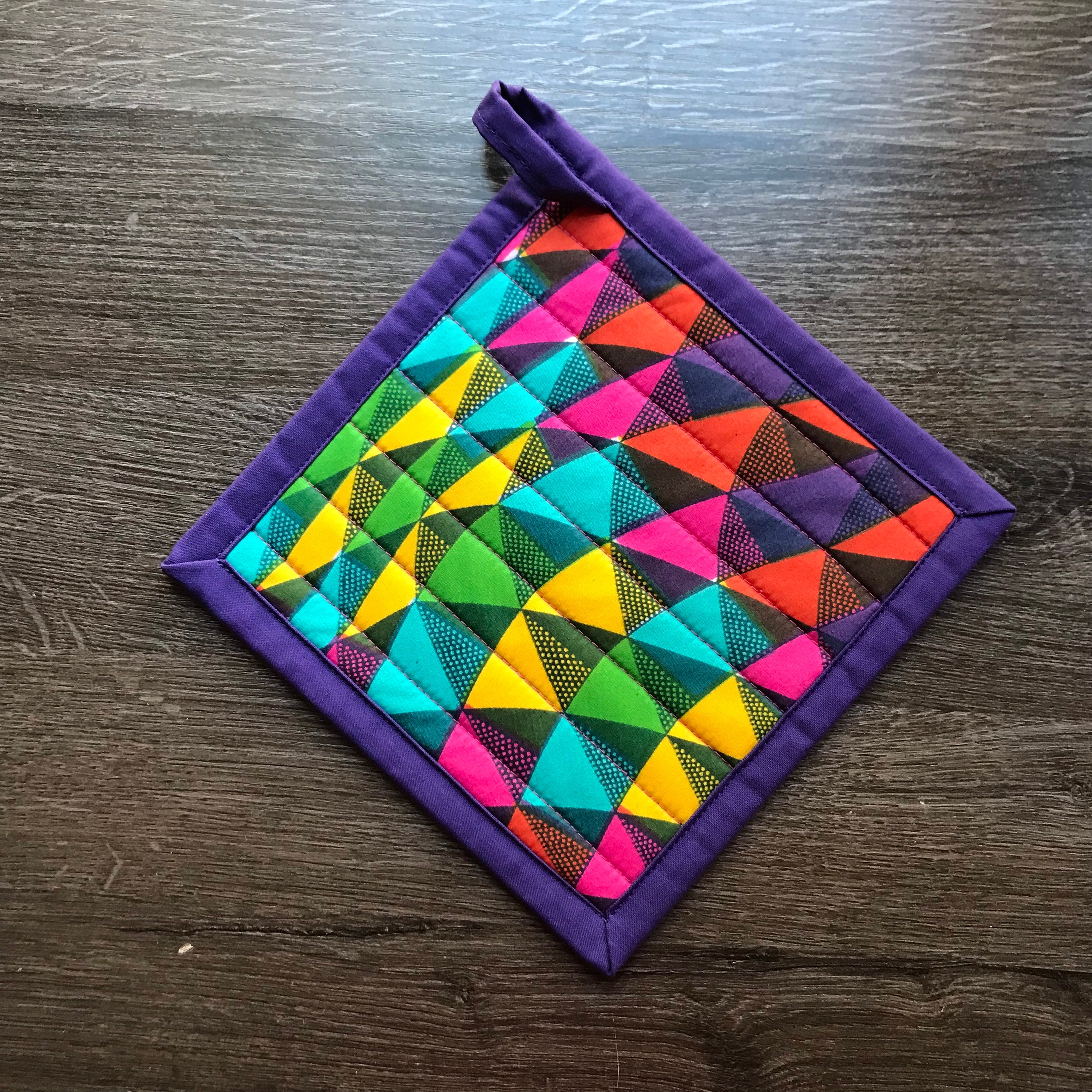 African Pot Holder, African Hot Pads, Quilted Potholder, Colorful