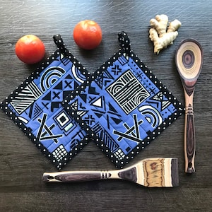 African pot holder, African hot pads, quilted potholder, colorful pot holder, boho pot holder, square pot holders, large pot holder