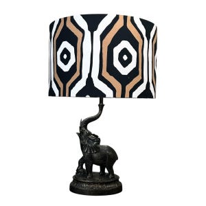 大きなアフリカンプリントのドラムランプシェード、円筒形のランプシェード、部族プリントのランプシェード、ボヘミアン風のホームデコレーション、ベッドサイドランプ、マッドクロスプリント