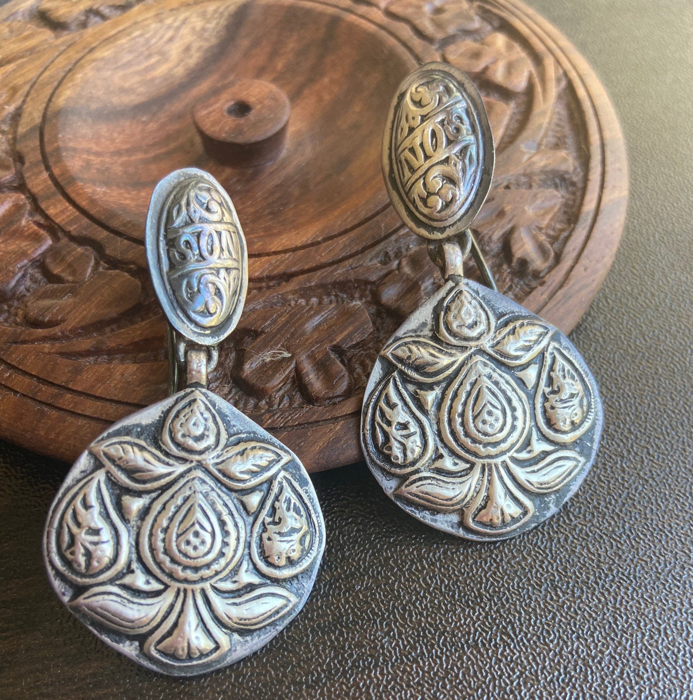 Tribal Earrings Silver Oxidized Dangle Drop Ethnic Design Etsy UK