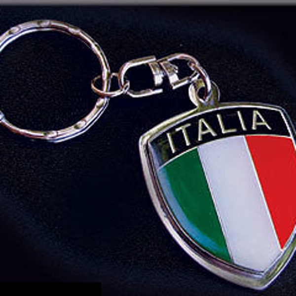 Italia Italy Real Metal Crest Flag Key Chain Chrome badge Car Auto Jewelry