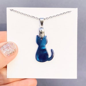 Cat Necklace // Hypoallergenic // Cat Love Blue