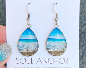 Beach Day Teardrop Earrings (Photograph inside) // Hypoallergenic