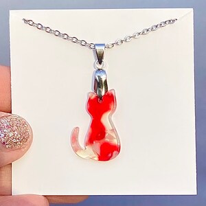 Cat Necklace // Hypoallergenic // Cat Love Red