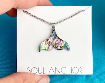 Mermaid/Whale Tail Necklace // Abalone// Hypoallergenic // Ocean Goddess