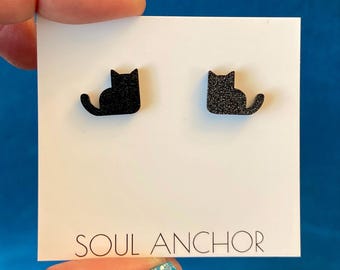 Soul-Cats Orecchini A Bottone Rotondi Colore Rosso, Bianco O Nero - Perno In Acciaio Inox - 2