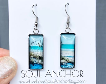 Sea Oats Rectangular Earrings (Photograph inside)  // Hypoallergenic