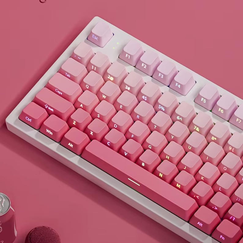 135 Rosa Tastenkappen-Set Niedliche Tastenkappen, PBT-Tastenkappen, Cherry MX-Schalter, Mechanische Tastatur-Tastenkappen, Ästhetische Tastenkappen Gamer-Einstellungen Bild 1