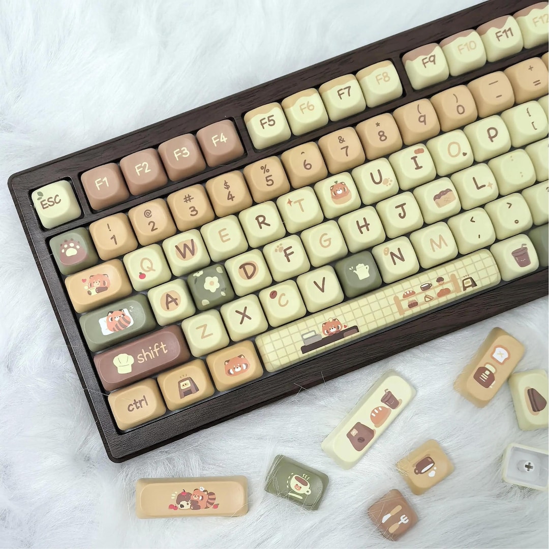 Red Panda Keycaps Set | Cute MOA Profile PBT Keycaps for Mechanical ...