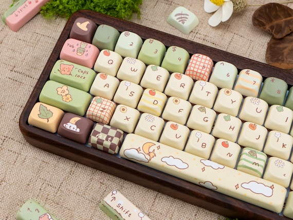 150 Nature Keycap Set, Forest Cute Animal Japanese Keycaps, MX Switch, SOA & Cherry Profile, PBT Dye Sublimation Keys, Gamer Girl Keyboards