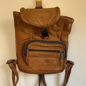 Vintage Small Leather Retro Boho Style Backpack Purse Boho Leather Backpack Ladies Small Leather Rucksack  main image 4