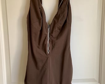 Vintage XS brown one-piece bathing suit, 1960s, 1970s, sixties, seventies, brown, retro