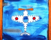 Boys art / nursery plane/ boys room decor / retro plane / children's wall art / felt art