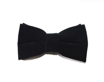 Black Velvet Effect Pre-Tied Classic Bow Tie Formal Wedding Party Prom