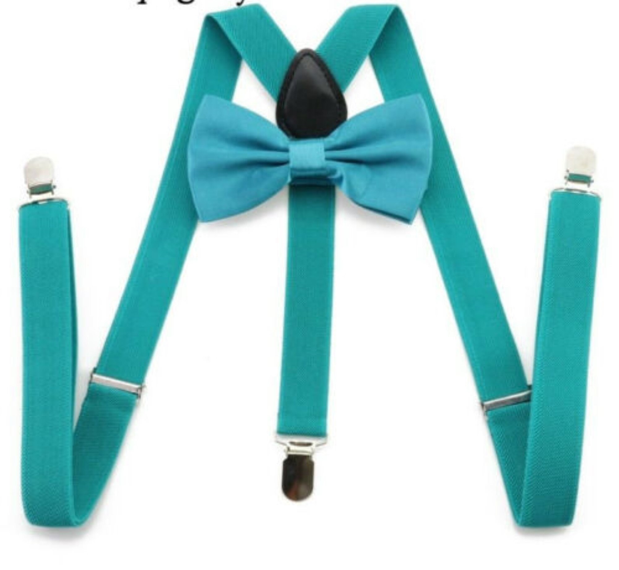 Teal Blue Pretied Bow Tie Braces Suspenders Set Matching Etsy UK