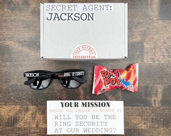 Mini Ring Security Box - Ring Security Proposal - Ring Security Gift Set - Ring Bearer - Ring Security Glasses - Ring Security Agent