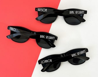 Kids Ring Security Personalized Sunglasses - Ring Bearer Sunglasses - Ring Security Glasses - Secret Agent Sunglasses