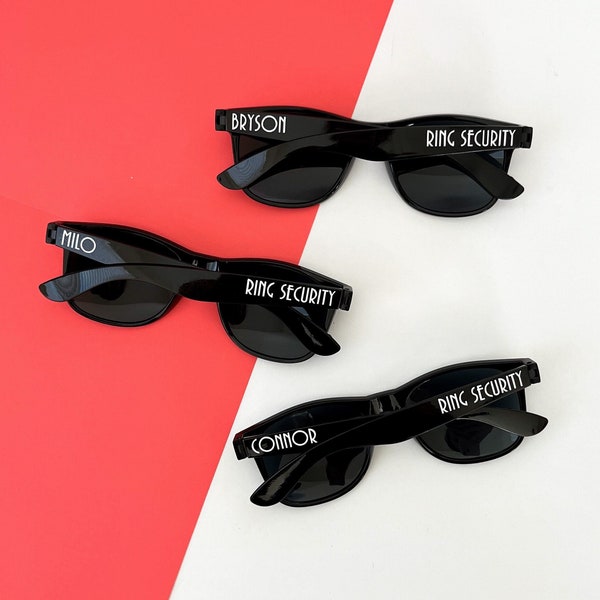 Kids Ring Security Personalized Sunglasses - Ring Bearer Sunglasses - Ring Security Glasses - Secret Agent Sunglasses