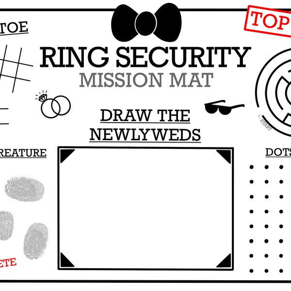 Digital Kids Wedding Activity Mat - Wedding Download Kids - Ring Security Gift - Ring Security Activity Mat - Wedding Coloring