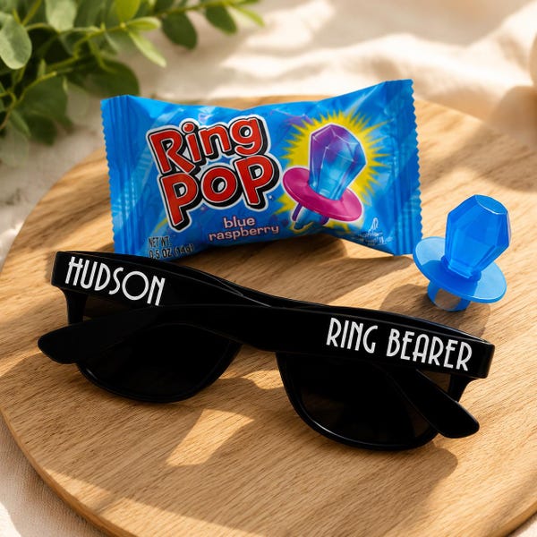 Personalized Ring Bearer Sunglasses - Kids Ring Security Glasses - Secret Agent Favor - Wedding Sunglasses Kids