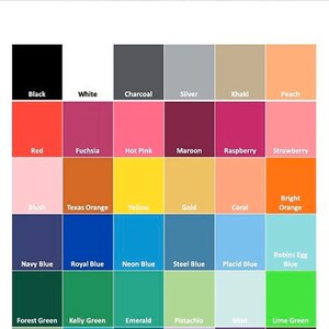May include: A color chart titled "COOZIE COLORS" displays a variety of hues, including black, white, charcoal, and silver. The chart features a spectrum of colors like red, fuchsia, hot pink, and maroon, with each color labeled for easy identification.