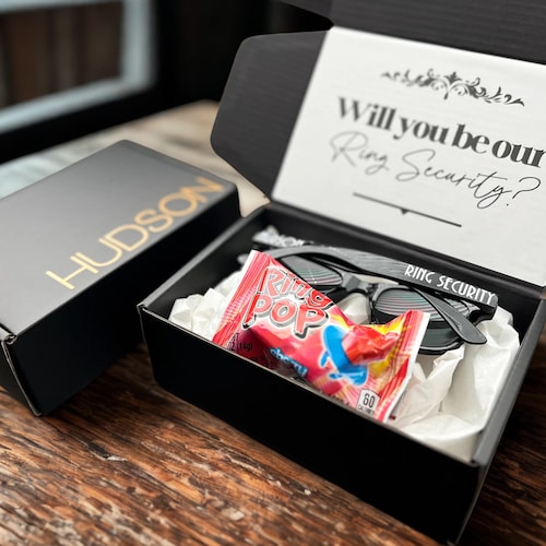 Ring Bearer Proposal - Ring Bearer Security Box Gift Set - Personalized Ring Security Proposal - Kids Wedding Gift -Tuxedo Bag