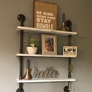 3 tier shelf made from Reclaimed Wood and Industrial Pipe Industrial Chic Bathroom Steampunk rustic farmhouse Hampton Industrial