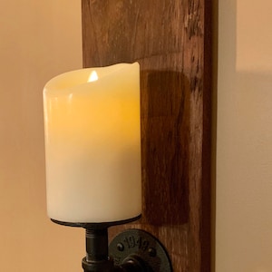 Wall Sconce, Candle, Reclaimed Pallet Wood and Industrial Pipe,Farmhouse Decor