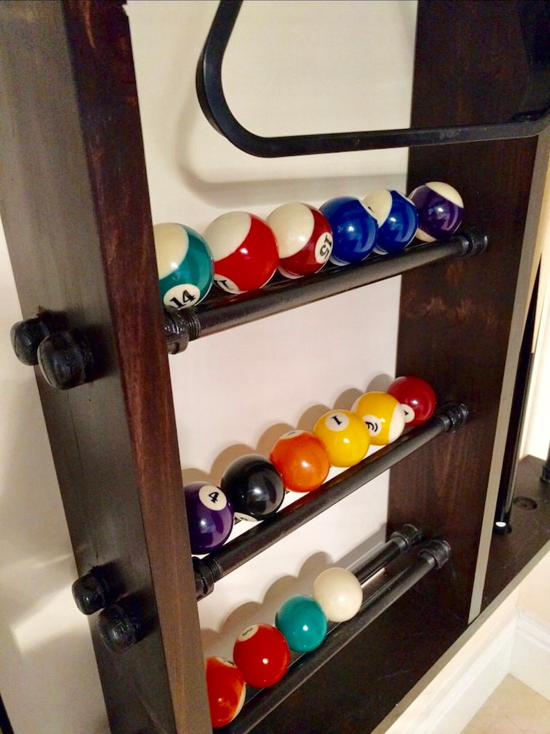 Pool Cue holder made from Reclaimed Wood and Industrial Pipe Etsy