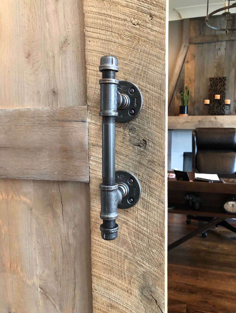 Rustic Barn Door Handle made from Industrial Pipe Industrial image 0