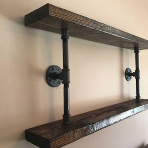 Rustic Floating Shelves made from Reclaimed Wood Shelf and Industrial Pipe Industrial Shabby chic Steampunk  Hampton Industrial