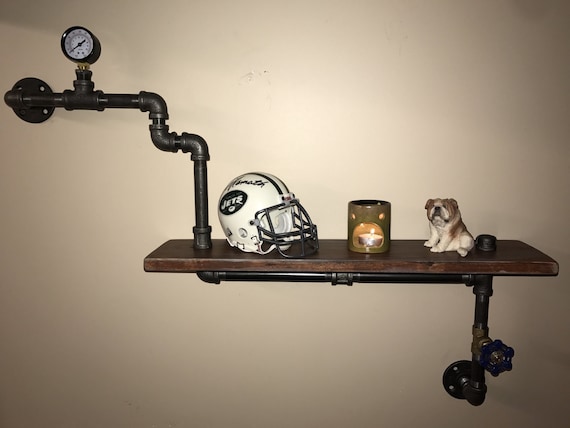 Industrial Steampunk Shelf With Gauges And Gate valves