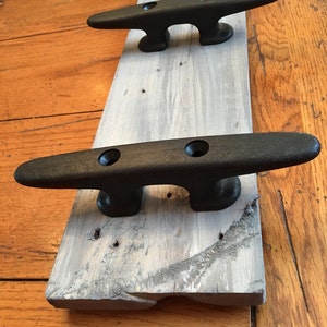 Nautical Coat or Towel Rack made from Reclaimed Wood and Galvanized Dock Cleats Steampunk
