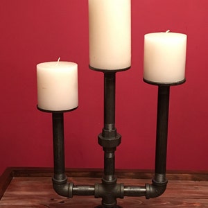Candle Holders / Candelabra made from Industrial Pipe Industrial Chic Steampunk rustic farmhouse decor image 9
