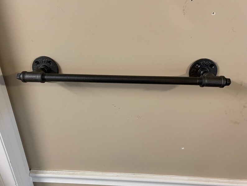 Industrial Bathroom Towel Holder Bar Rack Iron Pipe Steampunk Etsy