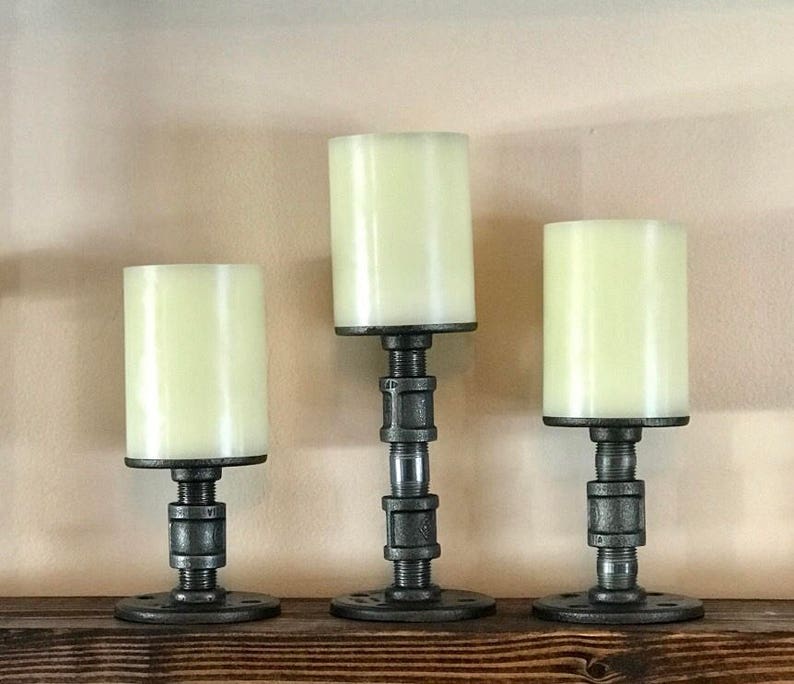 Candle Holders / Candelabra made from Industrial Pipe Industrial Chic Steampunk rustic farmhouse decor image 3