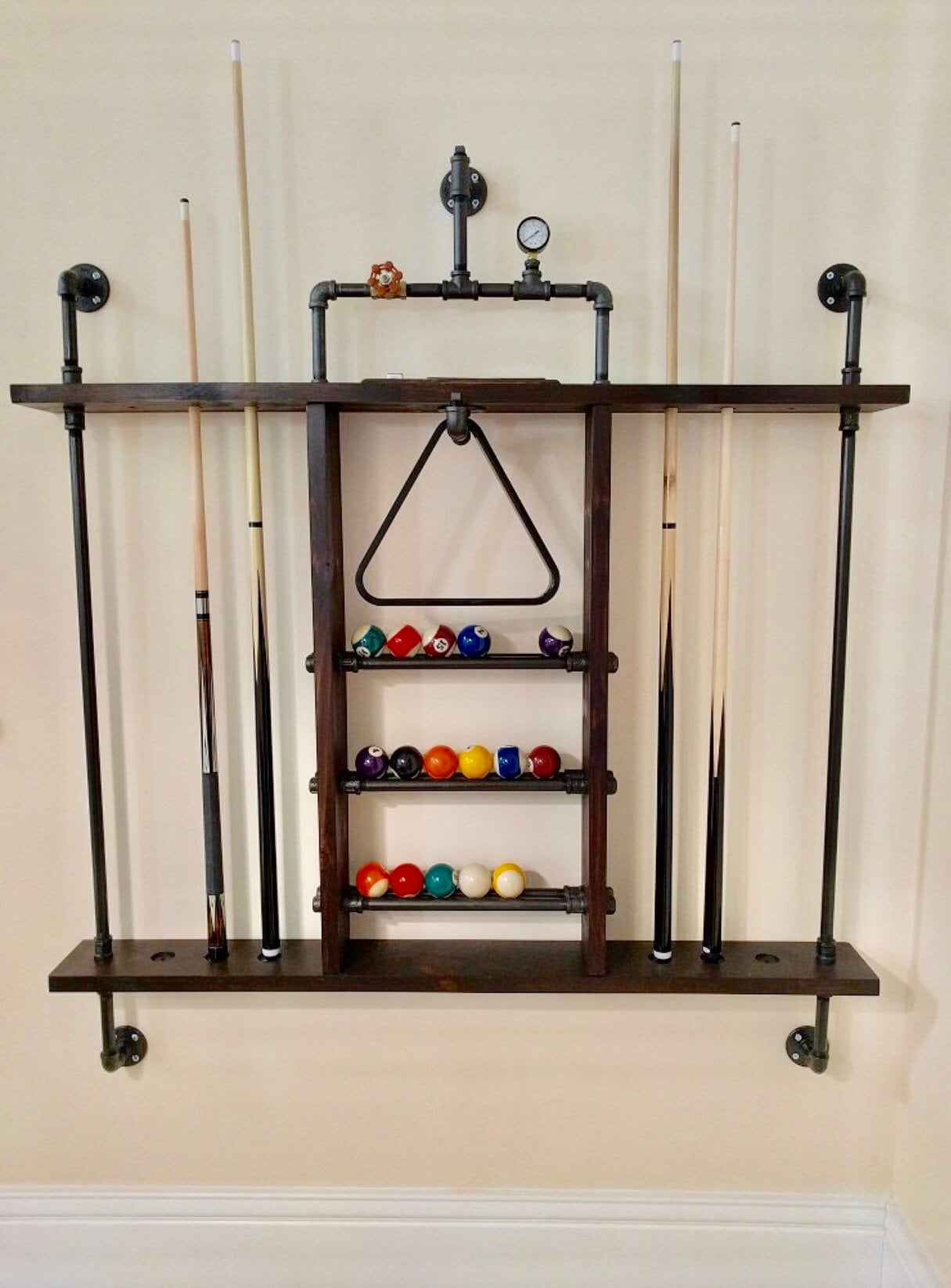 Pool Cue holder made from Reclaimed Wood and Industrial ...