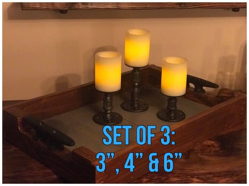Candle Holders / Candelabra made from Industrial Pipe Industrial Chic Steampunk rustic farmhouse decor image 5