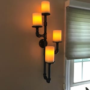 Wall Sconce, Industrial Pipe, Rustic, Industrial chic, Steampunk, Candle