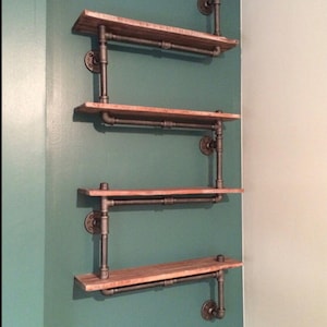 Reclaimed Wood Shelves with Industrial plumbing Pipe Industrial shabby chic Steampunk Hampton Industrial Design