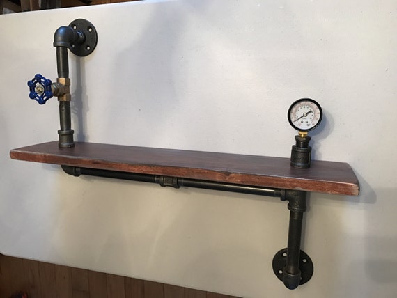 Industrial Steampunk Shelf With Gauges And Gate valves
