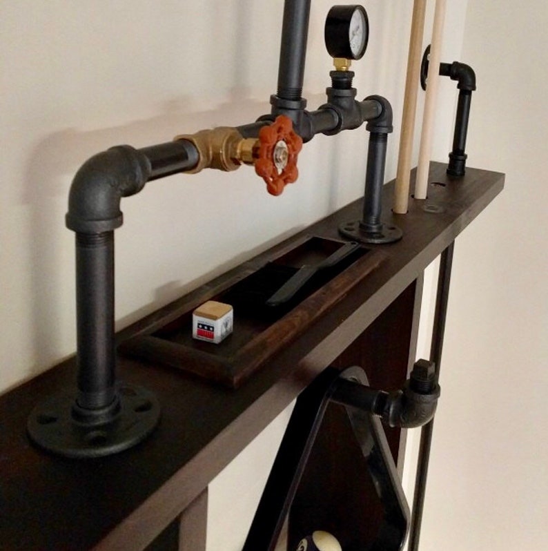 Pool Cue holder made from Reclaimed Wood and Industrial Pipe Etsy