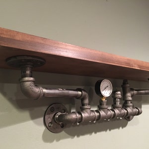 Steampunk Reclaimed Wood Shelf | Industrial Pipe Farmhouse Decor | Custom Sizes + Finishes