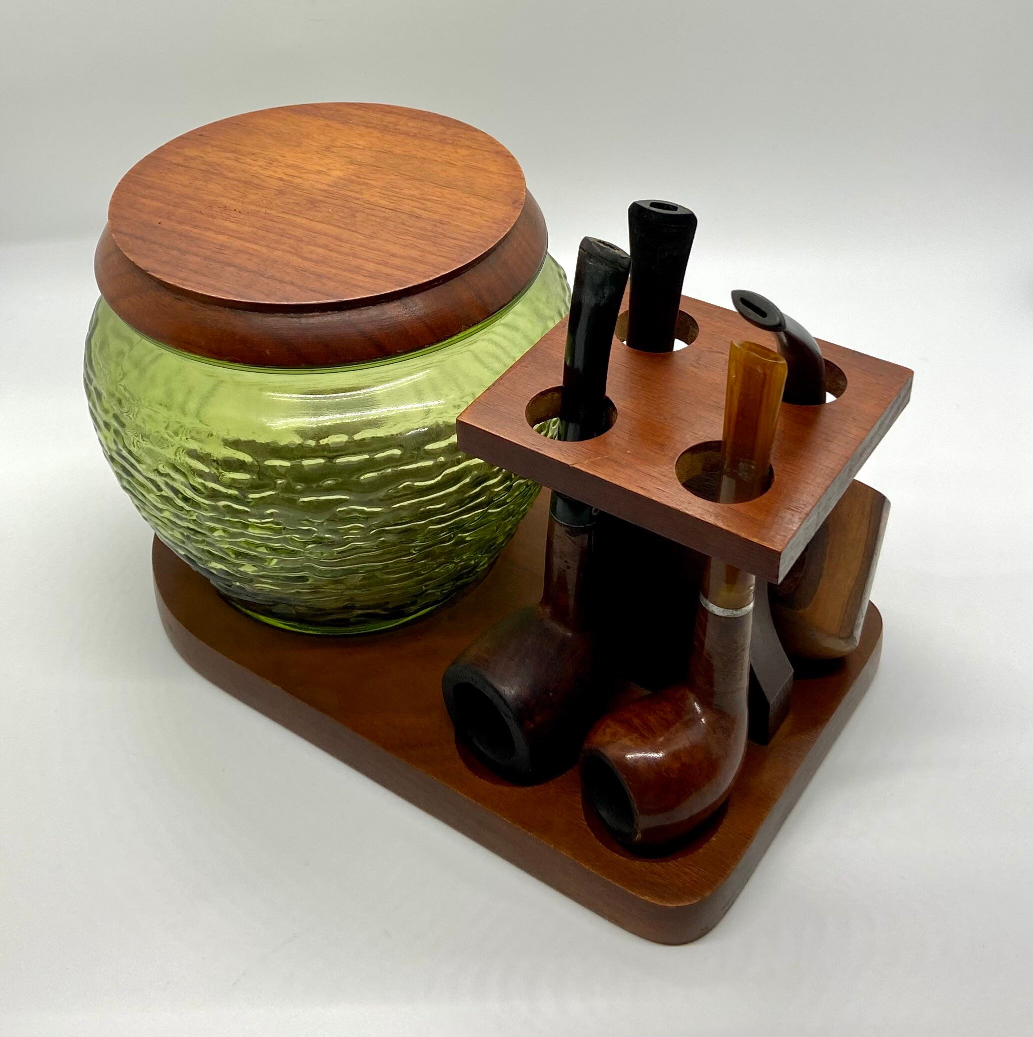 Green Glass Pipe Holder with Pipes Etsy