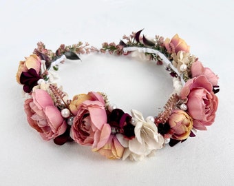 Flower Crown with Pearls and Quartz