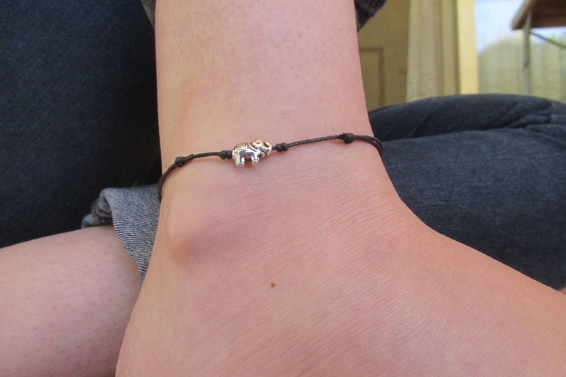 Elephant anklet ankle bracelet vegan anklet charm anklet grunge anklet boho anklet hippie anklet beach anklet gift elephant gift.