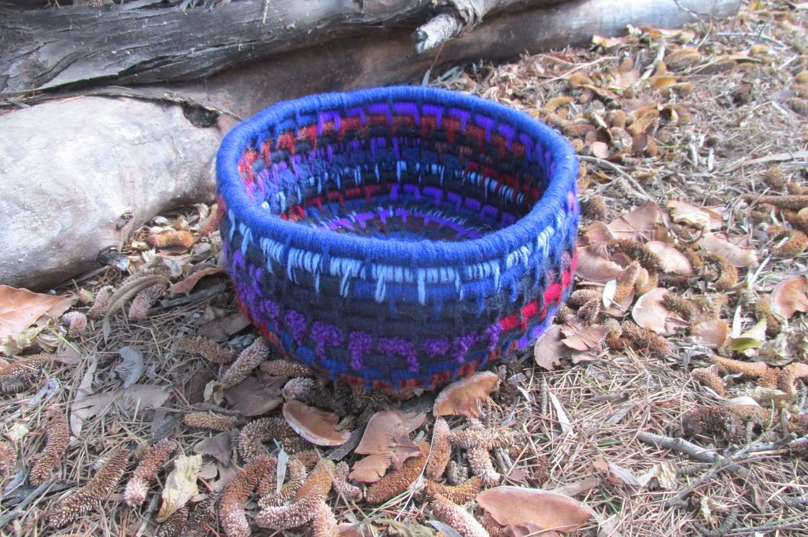 Hand Woven Coil Yarn Basket Bowl Handcrafted Colourful Tribal Etsy