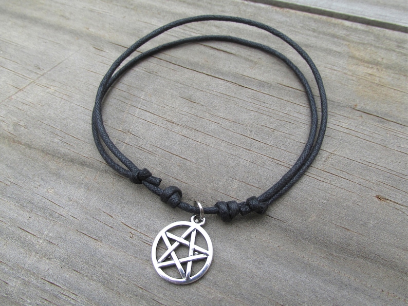Pentagram anklet ankle bracelet vegan anklet charm anklet grunge anklet boho anklet hippie anklet beach anklet gift witchcraft gift.