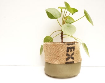 Leather & Jute Planter MEDIUM Olive